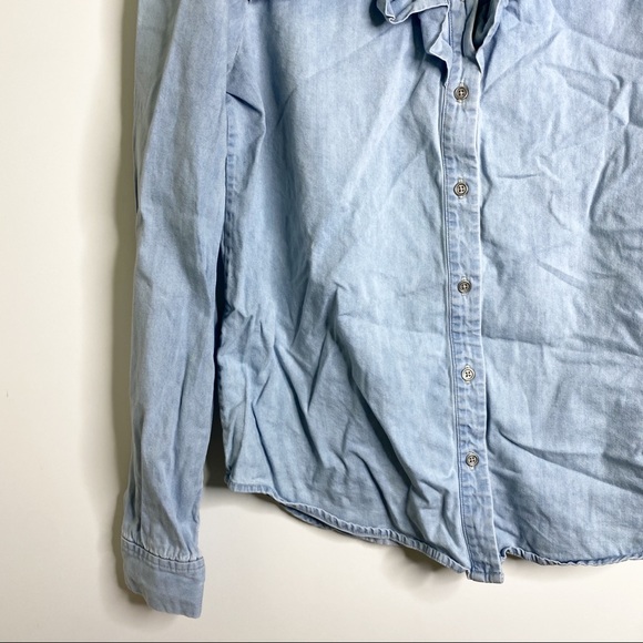Paige Layda Denim Button Down Ruffle Shirt - Picture 11 of 15